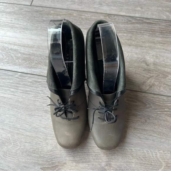 Audley London Smooth Leather Suede Mixed Fold Down Lace Up Ankle Boots - Picture 3 of 16